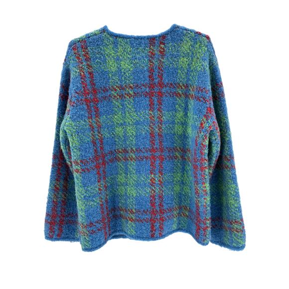 Kitri 'Pandora' Blue Polyester Check Boucle Knit Cardigan Size S - Picture 3 of 4